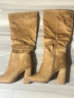 Urban Planet Tan Over-the-Knee Slouchy Block Heel Boots
